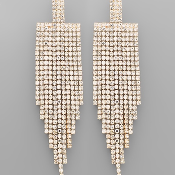 Rhinestone Fringe Earrings - Picture 1 of 2
